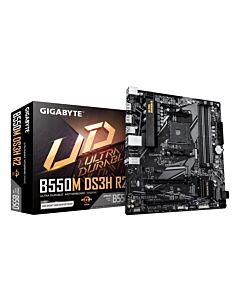 GIGABYTE B550M DS3H R2 Motherboard - AMD Ryzen 5000 CPUs, 5+3 Phases VRM, up to 4733MHz DDR4 (O.C.), 1xPCIe 4.0 + 1xPCIe 3.0 M.2, 1GbE LAN, USB 3.2 Gen 1 B550M DS3H R2