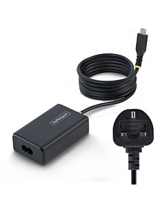 StarTech.com 65W USB-C Laptop Charger, 1.5m Tethered USB-C Cable, Power Adapter Brick for Dell, XPS, HP ProBook, MacBook Pro, Microsoft Surface Pro 165LU-USB-C-CHARGER