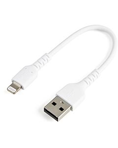 StarTech.com 6 inch (15cm) Durable White USB-A to Lightning Cable - Heavy Duty Rugged Aramid Fiber USB Type A to Lightning Charger/Sync Power Cord - Apple MFi  iPad/iPhone 12 RUSBLTMM15CMW