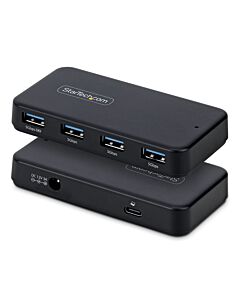 StarTech.com 4-Port USB-A Hub, 5Gbps, Self-Powered, 2-in-1 USB-C and USB-A Host Cable, 1x BC 1.2 Charging Port, 24W Power Adapter Included, MacBook and Windows ST4300USB3V2-UE