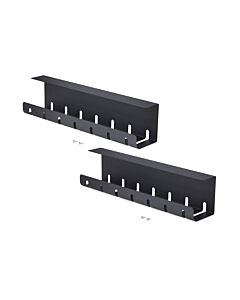 StarTech.com 2-Pack Under Desk Cable Management Tray, 42" Long (21" Per Tray), Metal Slotted Style Cable Organizer, Screw-On Install, Power Bar Holder, Black, TAA S2MB-DESK-CABLE-TRAY