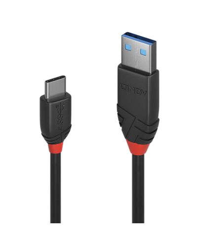 Lindy 1m USB 3.2 Type A to C Cable, 10Gbps, Black Line
