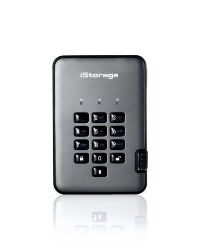 iStorage diskAshur PRO2 1TB 256-bit USB 3.2 secure encrypted solid-state drive IS-DAP2-256-SSD-1000-C-G