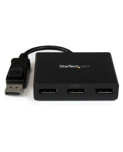 StarTech.com 3-Port Multi Monitor Adapter - DisplayPort 1.2 MST Hub to Dual 4K 30Hz & 1x 1080p - Video Splitter for Extended Desktop Mode on Windows PCs Only - DP to 3x DP Monitors