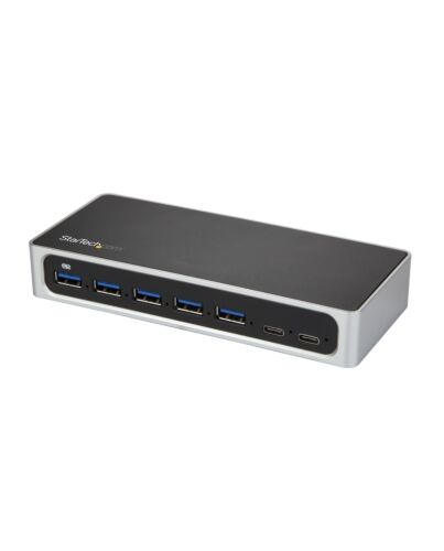 StarTech.com 7 Port USB C Hub with Fast Charge Port - USB-C to 5x USB-A 2x USB-C (USB 3.0 SuperSpeed 5Gbps) - Self Powered USB 3.2 Gen 1 Type-C Hub w/ Power Adapter - Desktop/Laptop Hub