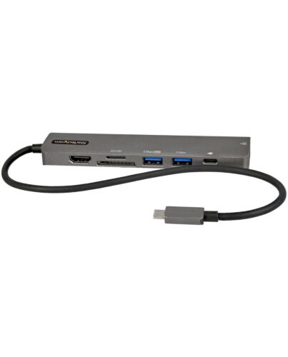 StarTech.com USB C Multiport Adapter - USB-C to 4K 60Hz HDMI 2.0, 100W Power Delivery Pass-through, SD/MicroSD, 2-Port USB 3.0 Hub, GbE - USB Type-C Mini Dock - 12