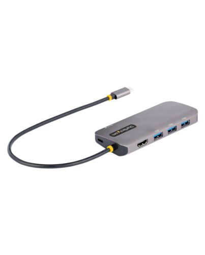 StarTech.com USB C Multiport Adapter, 4K 60Hz HDMI Video, 3 Port 5Gbps USB Hub, 100W Power Delivery Pass-Through, GbE, 12
