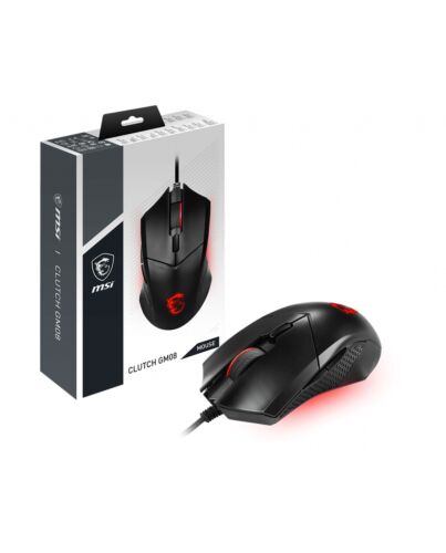 MSI CLUTCH GM08 Optical Gaming Mouse '4200 DPI Optical Sensor, 6 Programmable button, Symmetrical design, Durable switch with 10+ Million Clicks, Weight Adjustable, Red LED'