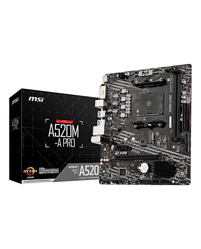 MSI A520M-A PRO motherboard AMD A520 Socket AM4 micro ATX