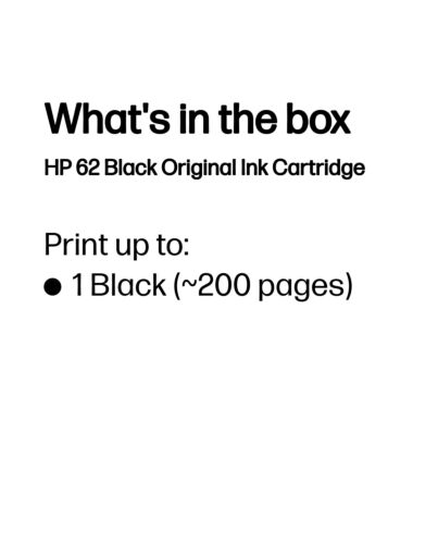 HP 62 Black Original Ink Cartridge C2P04AE#UUS