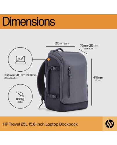 HP Travel 25 Liter 15.6 Iron Grey Laptop Backpack