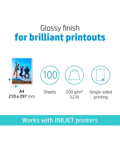 HP Everyday Photo Paper, Glossy, 200 g/m2, A4 (210 x 297 mm), 100 sheets