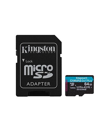 Kingston Technology Canvas Go! Plus 64GB microSDXC Canvas Go Plus 170R A2 U3 V30 Card + ADP