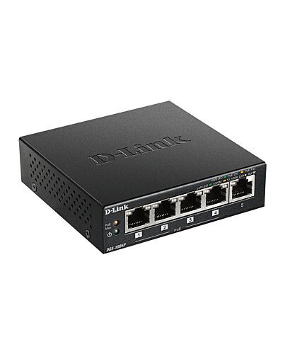 D-Link DGS-1005P Unmanaged L2 Gigabit Ethernet (10/100/1000) Power over Ethernet (PoE) Black