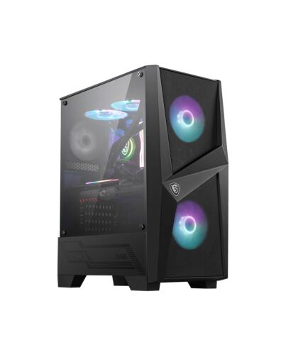 MSI MAG FORGE 100R Mid Tower Gaming Computer Case 'Black, 2x 120mm ARGB PWM Fan, 1x 120mm Fan, 1-6 ARGB Hub, Mystic Light Sync, Tempered Glass Panel, ATX, mATX, mini-ITX'