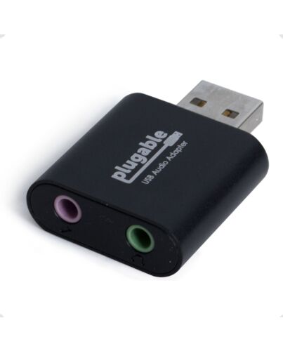 Plugable Technologies USB Audio Adapter with 3.5mm Speaker-Headphone and Microphone Jack, Add an External Stereo Sound Card to Any PC, Compatible with Windows, Mac, and Linux - Driverless