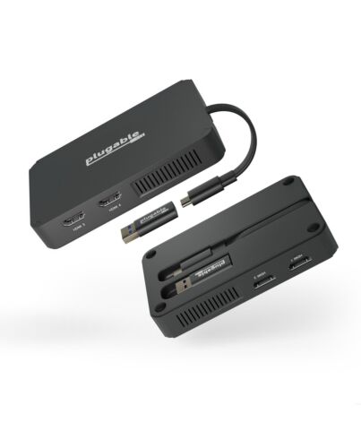 Plugable Technologies 4 HDMI Multi Monitor Adapter, USB 3.0 or USB C to HDMI Adapter, Compatible with Windows and Mac, Quad Adapter Supports 1920x1080@60Hz