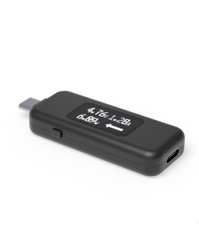 Plugable Technologies USB C Power Meter Tester for Monitoring USB-C Connections up to 240W - Digital Multimeter Tester for USB-C Cables, Laptops, Phones, Chargers - Driverless