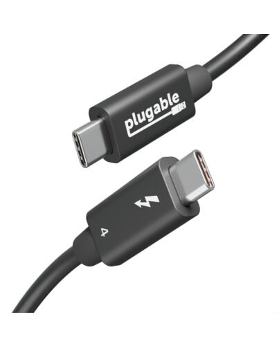 Plugable Technologies Thunderbolt 4 Cable with 240W Charging, Thunderbolt Certified, 3.3 Feet (1M),1x 8K Display, 40 Gbps, Compatible with USB4, Thunderbolt 3, USB-C - Driverless