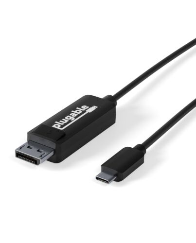 Plugable Technologies USB C to DisplayPort Cable 6 feet (1.8m), Up to 4K at 60Hz, USB C DisplayPort Cable - Compatible with Thunderbolt and USB-C - Driverless