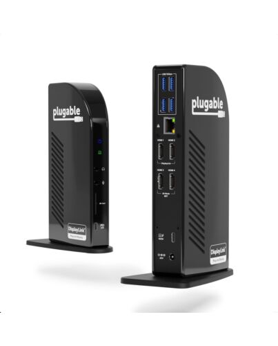 Plugable Technologies 14-in-1 USB C Docking Station with 4x HDMI, Quad Dock with 100W Charging, 4x HDMI Displays, Compatible with Windows, Thunderbolt, USB-C (4x USB, 1x USB-C, Ethernet, SD Card, Audio)
