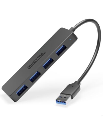 Plugable Technologies 4 Port USB Hub 3.0, USB Splitter for Laptop, Compatible with Windows, Surface Pro, PC, Chromebook, Linux, Android, Charging Not Supported