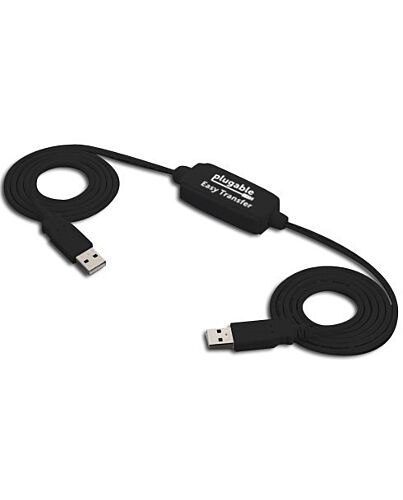 Plugable Technologies USB Transfer Cable, Unlimited Use, Transfer Data Between 2 Windows PC's, Compatible with Windows 11, 10, 7, XP, Bravura Easy Computer Sync Software Included