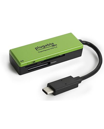 Plugable Technologies USB C SD Card Reader - Driverless USB C Card Reader for SD, Micro SD, MMC, or MS Cards (Compatible with Thunderbolt and USB-C MacBook Pro, 2018 MacBook Air, 12 Inch Retina MacBook)