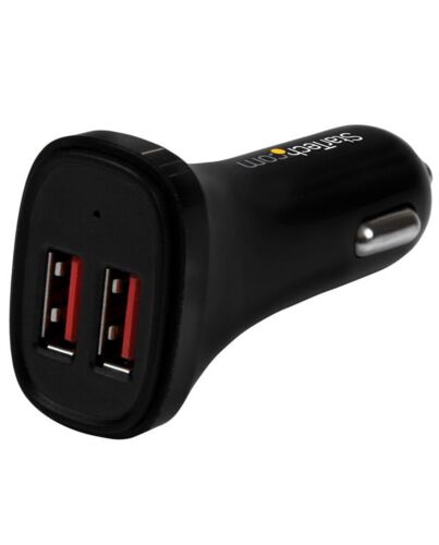 StarTech.com Dual-Port USB Car Charger - 24W/4.8A - Black
