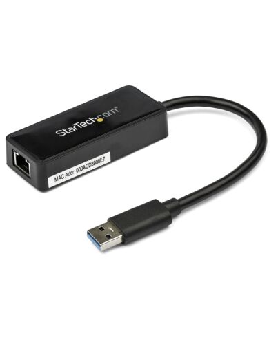 StarTech.com USB 3.0 to Gigabit Ethernet Adapter NIC w/ USB Port - Black