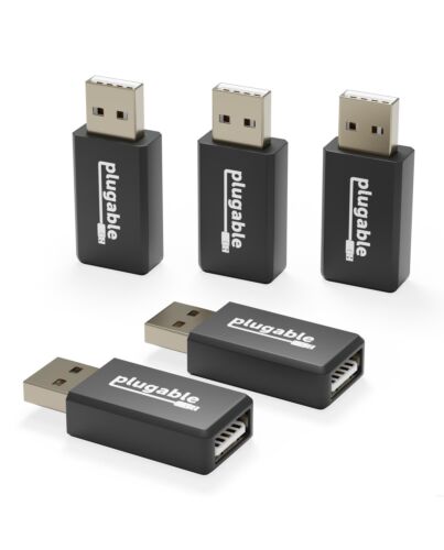 Plugable Technologies USB Data Blocker (5-Pack) Prevent Hacking Device, Protect Against Juice Jacking at Public USB Ports, Safe Charging Cybersecurity Gifts, Fast 1A Charge-Only Adapter for Android, Apple iOS