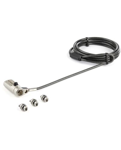 StarTech.com 6.5' (2m) 3-in-1 Universal Laptop Cable Lock - 4-Digit Combination Laptop/Desktop Security Cable Lock Compatible w/ K-Slot, Nano & Wedge Slot Computer - Anti-Theft Steel Cable