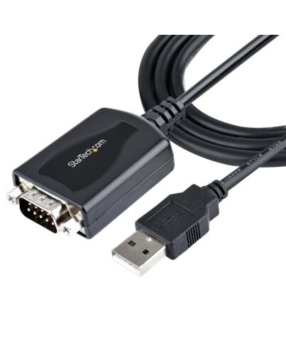 StarTech.com 3ft (1m) USB to Serial Cable with COM Port Retention, DB9 Male RS232 to USB Converter, USB to Serial Adapter for PLC/Printer/Scanner, Prolific Chipset, Windows/Mac