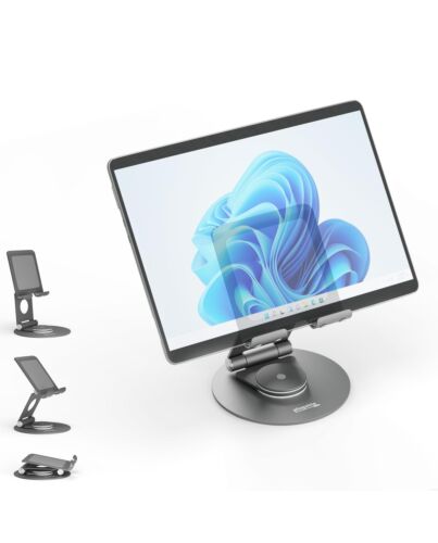Plugable Technologies Swivel Tablet Stand Holder, 360° Rotating Base Tablet Holder for Phones and Tablets up to 12.9