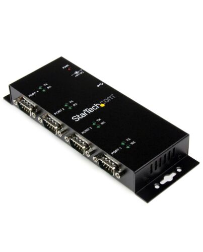 StarTech.com 4 Port USB to DB9 RS232 Serial Adapter Hub – Industrial DIN Rail and Wall Mountable