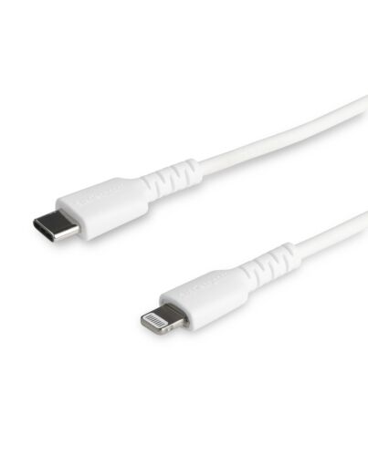 StarTech.com 3 foot (1m) Durable White USB-C to Lightning Cable - Heavy Duty Rugged Aramid Fiber USB Type C to Lightning Charger/Sync Power Cord - Apple MFi  iPad/iPhone 12 RUSBCLTMM1MW