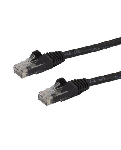 StarTech.com 100ft CAT6 Ethernet Cable - Black CAT 6 Gigabit Ethernet Wire -650MHz 100W PoE RJ45 UTP Network/Patch Cord Snagless w/Strain Relief Fluke Tested/Wiring is UL Certified/TIA