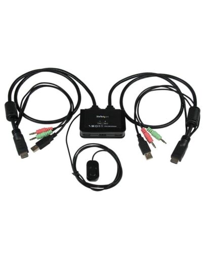 StarTech.com 2 Port USB HDMI Cable KVM Switch with Audio and Remote Switch – USB Powered