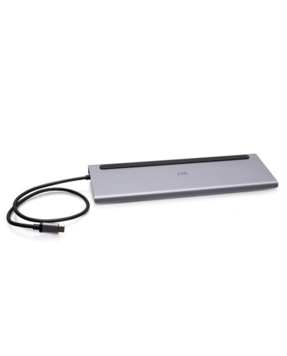 C2G USB-C 10-in-1 Triple Display Docking Station with HDMI, DisplayPort, VGA, Ethernet, USB, SD Card Reader, 3.5mm Audio and Power Delivery up to 100W - 4K 30Hz