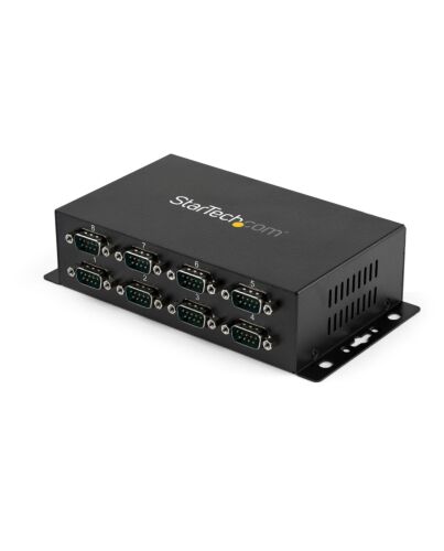 StarTech.com 8 Port USB to DB9 RS232 Serial Adapter Hub – Industrial DIN Rail and Wall Mountable