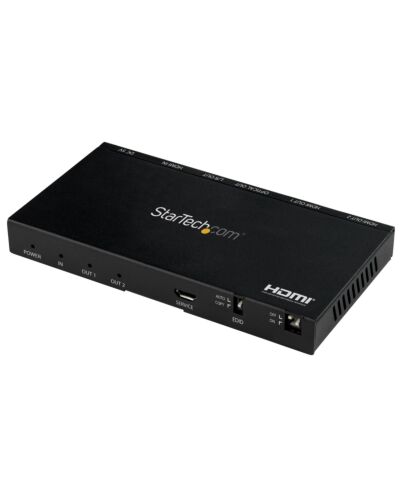StarTech.com 2-Port HDMI Splitter (1x2) - 4K 60Hz UHD HDMI 2.0 Audio Video Splitter w/ Scaler & Audio Extractor (3.5mm/SPDIF) - Dual HDMI Splitter (1-In 2-Out) - EDID  - TV/Projector ST122HD20S