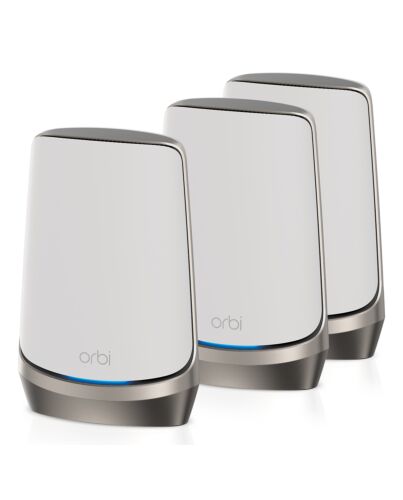 NETGEAR Orbi Quad-band RBKE963 AXE11000 WiFi 6E Mesh System Quad-band (2.4 GHz / 5 GHz-1 / 5 GHz-2 / 6 GHz) Wi-Fi 6 (802.11ax) Grey, White 16 Internal