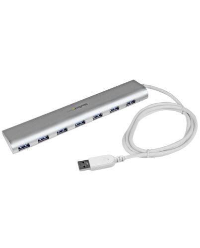 StarTech.com 7-Port USB Hub, USB A to 7x USB-A Ports, USB 5Gbps, Rugged Design, Bus or Self-Powered, Portable Laptop USB 3.0 Hub Expansion with Power Supply