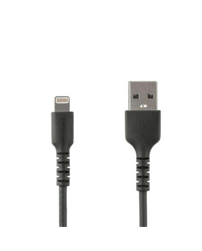 StarTech.com 3 foot (1m) Durable Black USB-A to Lightning Cable - Heavy Duty Rugged Aramid Fiber USB Type A to Lightning Charger/Sync Power Cord - Apple MFi  iPad/iPhone 12 RUSBLTMM1MB