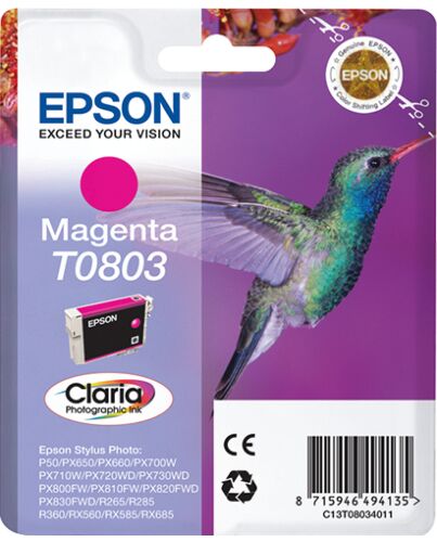 Epson Hummingbird Singlepack Magenta T0803 Claria Photographic Ink