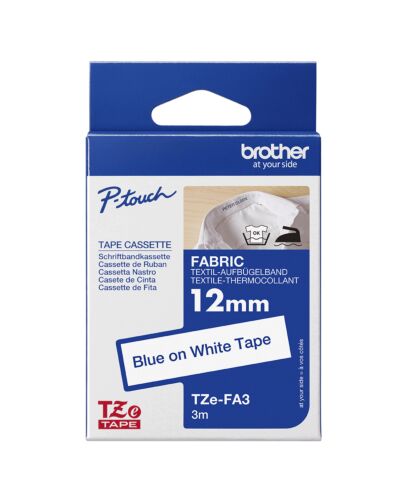 Brother TZE-FA3 label-making tape Blue on white