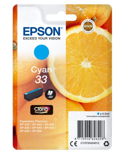 Epson Oranges Singlepack Cyan 33 Claria Premium Ink
