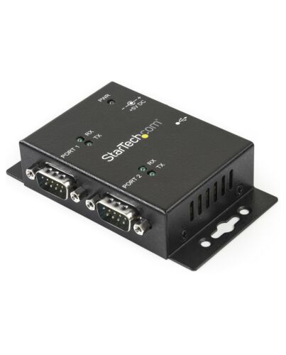 StarTech.com 2 Port Industrial Wall Mountable USB to Serial Adapter Hub with DIN Rail Clips