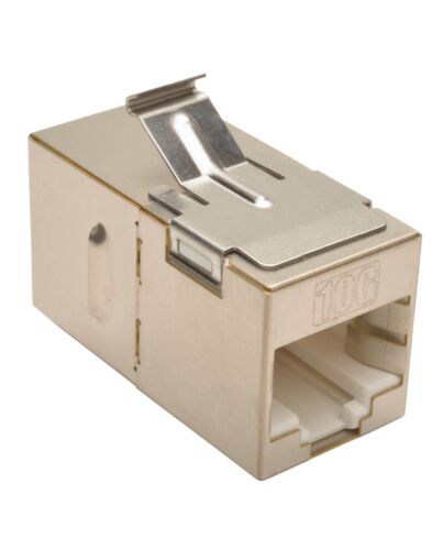 Tripp Lite N235-001-SH-6A Cat6a Straight-Through Modular Shielded In-Line Snap-In Coupler (RJ45 F/F), TAA
