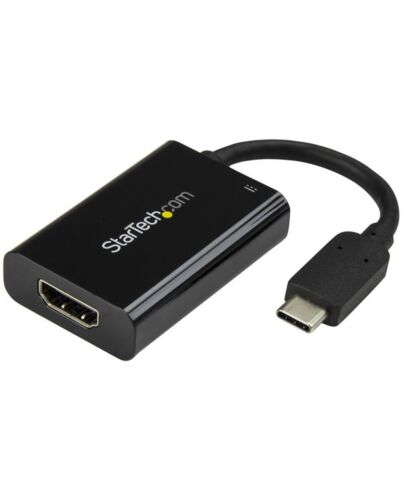 StarTech.com USB C to HDMI 2.0 Adapter with Power Delivery - 4K 60Hz USB Type-C to HDMI Display Video Converter - 60W PD Pass-Through Charging Port - Thunderbolt 3 Compatible - Black
